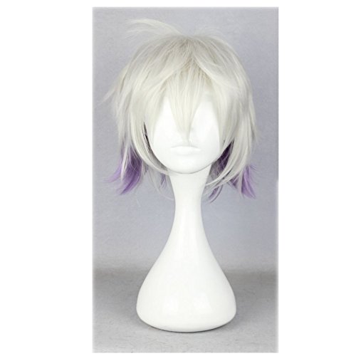 COSPLAZA Cosplay Wigs Carneval Party Hair 35cm Multicolour White Mixed Purple