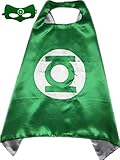 Superhero or Princess CAPE & MASK SET Kids Childrens Halloween Costume (Green & White (Green Lantern))