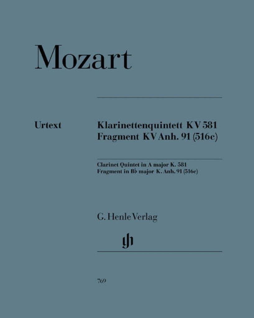 Clarinet Quintet K.581 & Fragmeclarinet, 2 violins, viola and cello: Instrumentation: Chamber music with winds