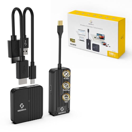 USB-C Wireless HDMI Transmitter and Receiver, Plug & Play – 1080P@60Hz | 2.4G/5G Streaming, 100FT Range, Compatible with Smartphone, Laptop, Netflix, Projector, HDTV, No App and WiFi Required