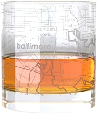 Uncommon Green Baltimore Map Rocks Glass Etched Whiskey