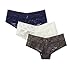 Amazon Brand - Mae Women's Lace Cheeky Hipster Panty, 3 pack, White/Navy/Grey, Medium