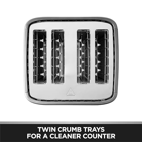 BLACK+DECKER Premium 4 Slice Stainless Steel Toaster – 2300W Dual Sided Heating with 6 Level Independent Browning Control, Defrost & Reheat LED Buttons, 4-Slot Design, 36mm Wide Slots | SSET425-B5