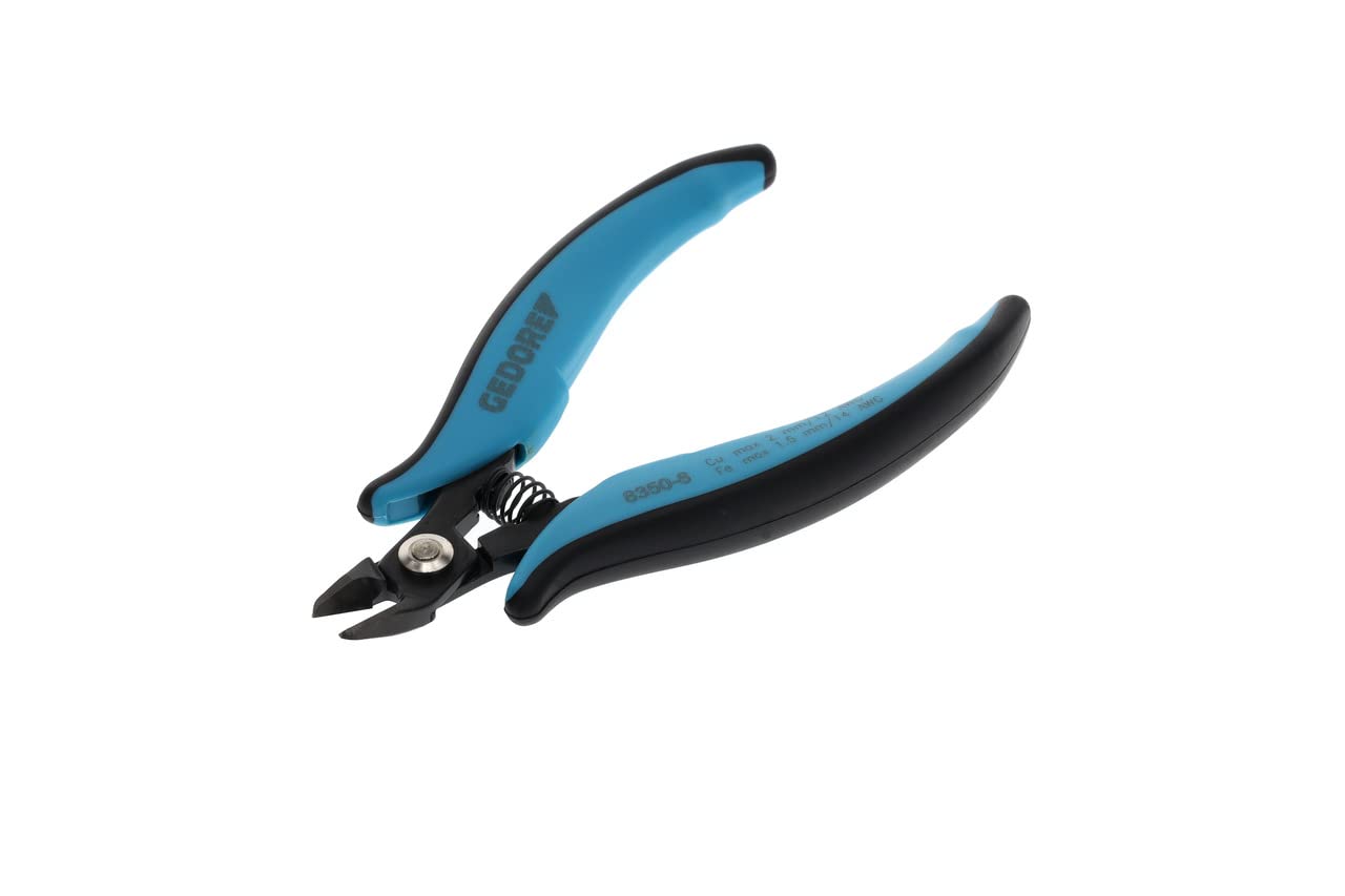 GEDORE 1829025 Miniature Electronics Side Cutters Power Line for 2.0 mm Copper Wire or 1.6 mm Medium Hard Wire, Steel, Black/Blue