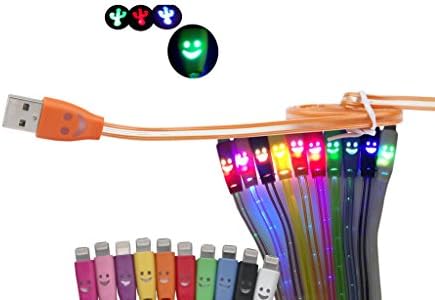 39 Inch Color Changing Cable Smiley Face High Speed USB 2.0 Micro USB Charging Cable Compatible With Android Samsung HTC LG Note2 Galaxy S3 S4 Data Sync Charger Cord Nokia Nexus BlackBerry Motorola and More esca18-6