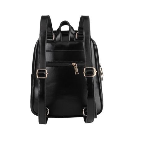 di grazia women's small pu leather black casual backpack