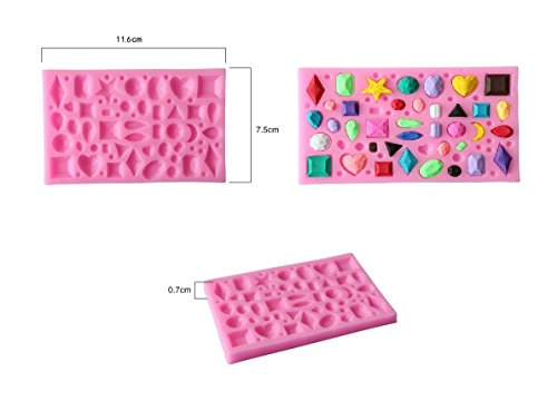 Jewel Fondant Mold,4 Pcs Cake Topper Decoration Tools Chocolate Polymer Clay Candy Gumpaste Sugar Craft Mould