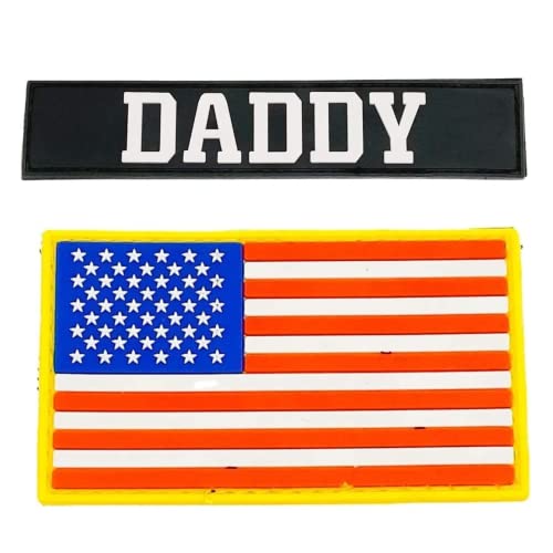 HSD Morale Patches - Tactical Morale Patch for Dad & American Flag Morale Patch- Hook and Loop Attach for Hats, Coats, Diaper Bags, Lunch Bags - Rectangular Shaped (5x3x2, Black W/Grey)