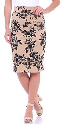 Popana Women’s Stretch Pencil Skirt Knee Length High Waist for Work Made in USA