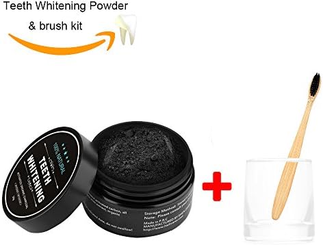 YueBon Activated Charcoal Teeth Whitening Powder Kit with 1 Bamboo Toothbrush