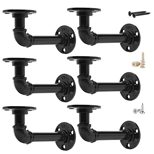 Buy Pipe Shelf Brackets Set Of 6 Equason Industrial Iron Pipe Brackets