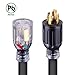 Miady 25ft 30 Amp Generator Cord with Lighted End, 10 Gauge Heavy Duty L14-30 Generator Power Cord Up to 7,500W with Cord Organizer