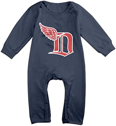 PCY Newborn Babys Boy's & Girl's Detroit Red D Logo Wings Long Sleeve Romper Bodysuit Outfits For 6-24 Months Navy Size 24 Months