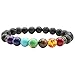 JOVIVI 7 Chakra Gemstone Bracelet Lava Stone Crystal Reiki Healing Balancing Natural Gemstone Round Beads 7inch Long