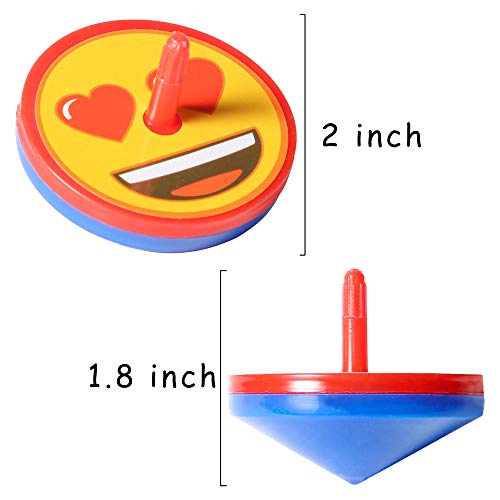 PROLOSO Light Up Spinning Tops Emoji LED Hand Spin Toys Stocking Stuffers Party Bulk Pack of 24 - Thumbnail 3