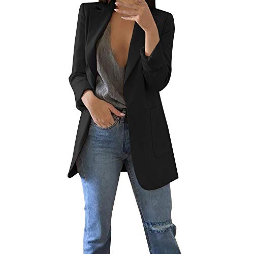 Sttech1 Women Ladies Solid Color Long Sleeve Cardigan Office Work Medium Suit Jacket - Thumbnail 5