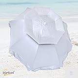 8 ft Solar Guard Deluxe Dual Canopy Beach Umbrella UPF 150+ Ultra Cool - Heavy Duty Wind / Water Resistant