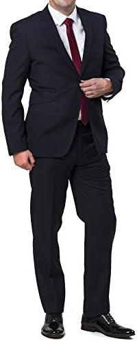 Mantoni Men's M40901-2 Slim Fit Single Breasted Solid Wool Suit - Navy - 48L