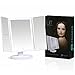 Prosper Beauty Lighted Makeup Mirror Vanity [LIT 36 LED Lights Bright Natural Beauty Cosmetic Travel Trifold 1x / 2X / 3X Magnification USB Charging 180 Degree Adjustable Stand (White)