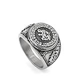 GuoSuang Men 316L Stainless Steel Norse Viking Odin's Wolf Rune Vantage Ring with Gift Bag