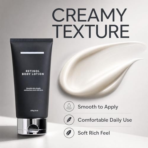 Retinol Body Lotion, Firming Body Cream for Crepey Skin, Moisturizing Anti-Aging Lotion for Neck, Arms, Legs & Full Body Skin Care, 170g
