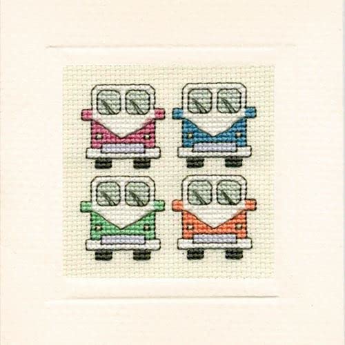 Textile Heritage Campervans Miniature Card Cross Stitch Kit