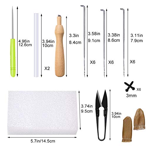 Jupean Needle Felting Kit, 36 Colors Wool Roving with Basic Wool Felt