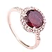 Acefeel 18k Gold Plated Prong Setting Scarlet Cubic Zirconia Ruby Ring Valentine's Day Gift R081 Size 6.5