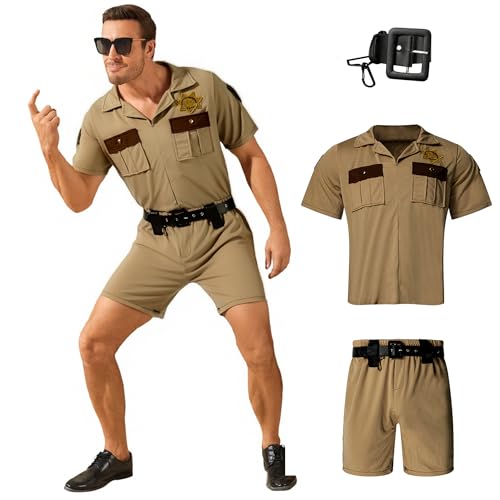 EDAUWAE Mens Police Costume Reno Lt Dangle Costume Reno Shirt Waist Belt Uniform Suit L at Amazon