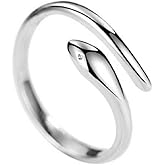 HUKQBUNX 925 Sterling Silver Heart Snake Fresh and Simple Snake Shaped Opening Ring