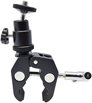 ROZOER Mini BallHead 360º Articulation LCD Monitor Clamp with 1/4"-20 Screw and Crab Clamp