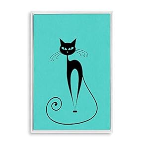 Framed Canvas Wall Art for Living Room, Bedroom Cat Illustration XIV Canvas Prints for Home Decoration Ready to Hang - 16x24 inches