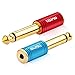 Disino 1/4 Mono to 3.5mm Stereo Adapter, Gold Plated 6.35mm TS Male Plug to 1/8 inch TRS Female Audio Connector - 2 Pack