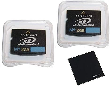 2pcs 2GB XD Memory Card Type M+, 2 GB XD Picture Card, XD Memory Card, 2gb XD Card for FujiFilm & Olympus Cameras Utilizing XD-Picture Cards, M+ XD Camera Card w/ Memory4You (tm) Microfiber Cloth