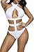 Viottiset Women's Bandage Criss Cross One Piece Monokini Swimsuit 1White M
