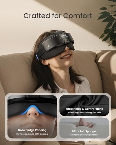 RENPHO Head and Eye Massager with Heat, Massager for Forehead, Back and Temple, Variation and Bluetooth Music, Eye Massager, Strained Eyes, Gifts for Women