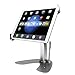 Tablet Stand, CTA Digital Universal Dual Security Kiosk with Locking Holder, Anti-Theft Cable for 7-13 Inch Tablets/iPad 10.2-Inch (7th Gen,), 12.9-Inch iPad Pro, & More (Silver)
