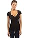 PattyBoutik Women Cross Front V Neck Ruched Mesh Blouse (Black Medium)