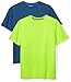 Amazon Essentials Men’s 2-Pack Performance Mesh Short-Sleeve T-Shirts, Navy/Neon Lime, Large