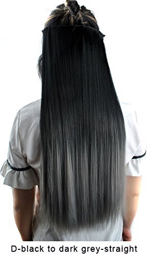 24 6096 Cm 60 Cm 110 G Colore Grigio Scuro 2 Tonalità Di Colori Ombre Silky Hair Extension Lisce Clip In 5clips A Pezzo Unico Per Tutta La