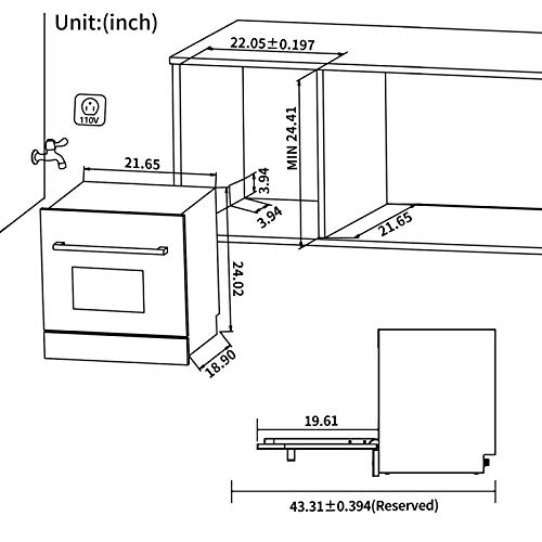 KUPPET Builtin Dishwasher, Countertop Dishwasher with 8 Place Setting