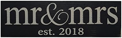 Mr. &amp; Mrs. est 2018 Wood Sign (Black)