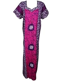 Mogul Womens House Dress Caftan Batik Print Boho Hippie Maxi Kaftan Nightgown XL