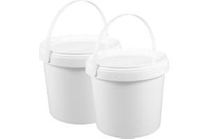 HEMOTON White Plastic Pail 2pcs White Plastic Bucket with Handle Lid 2L Industrial Paint Pail Container Bucket Pigment Buckets Empty Paint Can for Storage Fish Water