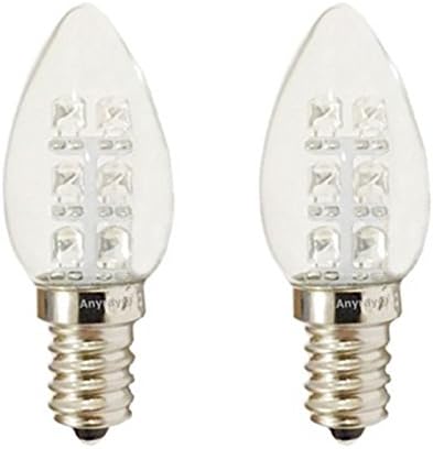 Anyray (2-Bulbs A-C7E12LWW LED Night Light 0.5 Watt C7 (4W 5W 7W Replacement) E12 Candelabra Base 110V Color 120V (Warm White)