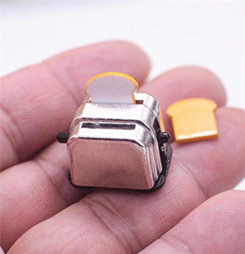EatingBiting 1:12 Dollhouse Miniature Furniture Toaster Bread Machine Kitchen Cookware 3Pcs Kit for Kitchen Decoration, Bread Maker Toys for Kids
