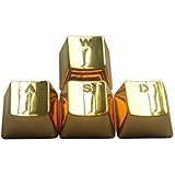 Yishun Electroplating Gold Keyset ZincTransparent Metal WASD 4 Key Caps Covers with Backlit Cherry MX Keycap for Mechanical Keyboard