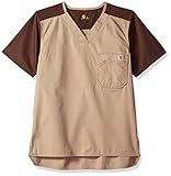 Carhartt Men's Ripstop Color Block Utility Scrub Top, Khaki, XX-Large