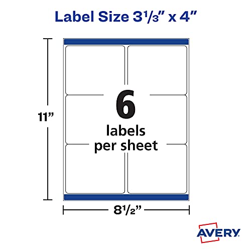 Avery Waterproof Printable Shipping Labels with Sure Feed, 31/3" x 4