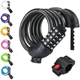 NDakter 4 Feet High Security 5 Digit Resettable Combination Coiling Bike Cable Lock, Bicycle Cable Lock for Outdoors, 1.2mx12mm